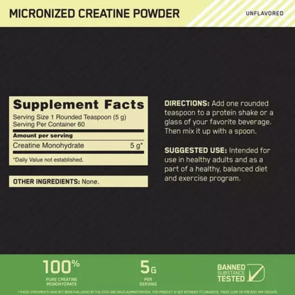 CREATINA MICRONIZADA MONOHIDRATADA OPTIMUM NUTRITION